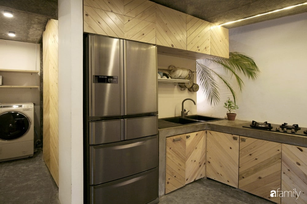 Nhà cấp 4 diện tích 40m2 này thích hợp với các bạn trẻ, cặp đôi trẻ chưa con. 4 Cac Khu Vuc Chuc Nang Nhu Bep Phong Khach Duoc Bo Tri O Tang 1.